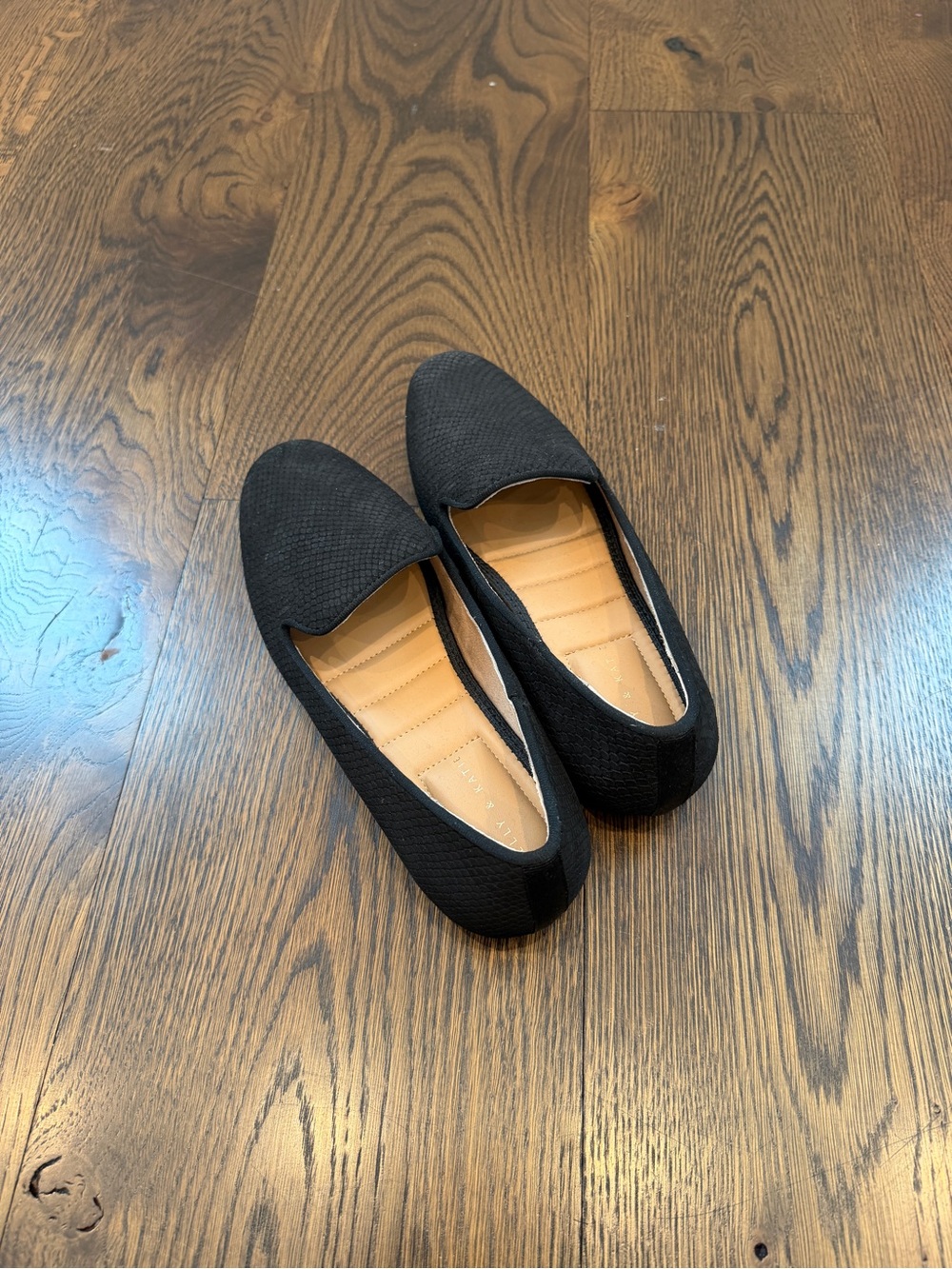 Kelly & Katie Black Textured Slip-On Flats